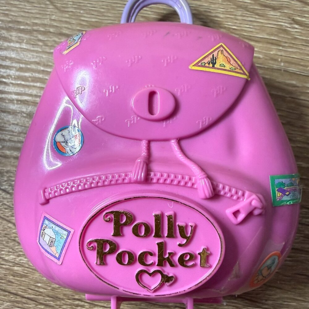 Vintage Polly Pocket Jungle Backpack Compact | Treehouse River Playset